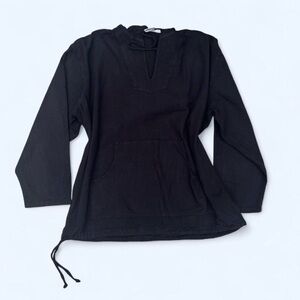 Soft Surrounding 3XL Cotton Hoodie Tunic Long Sleeve Top Pocket And Waist Adjust